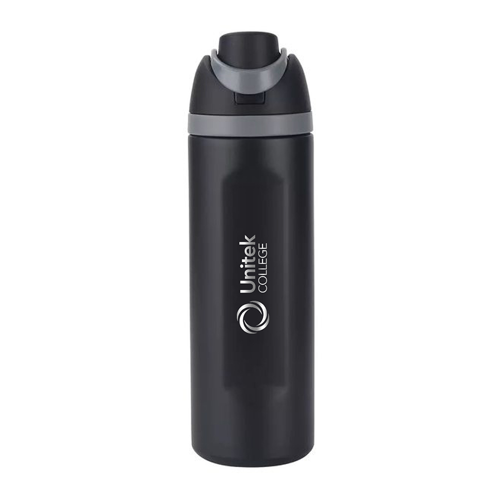 Unitek College 24oz Stainless Steel Double Wall Insulated Water Bottle - Black - 50 / Ctn