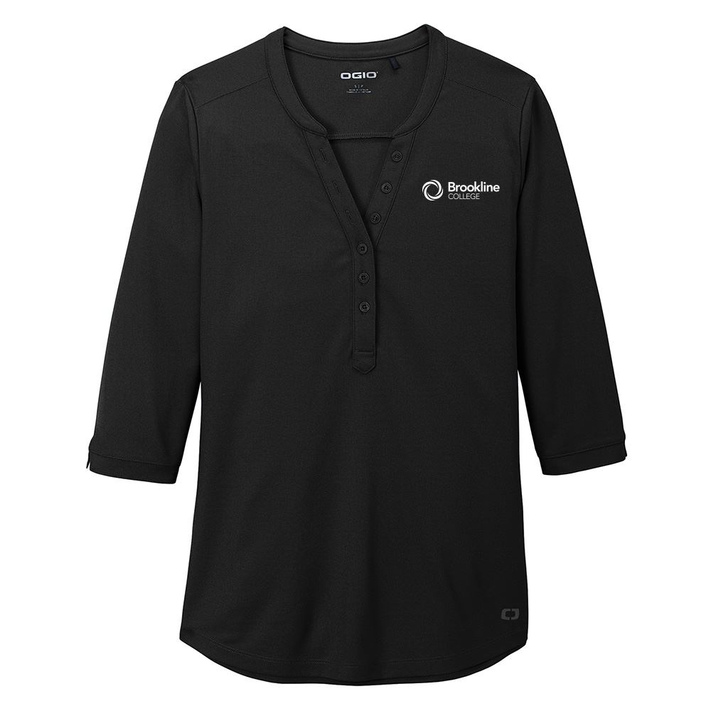Brookline College OGIO® Women's Jewel Henley - Black