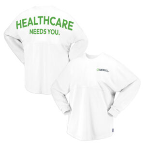 Unisex Spirit Jersey Long Sleeve T-Shirt - Healthcare Needs You - WHITE (Screen + Puff Ink)